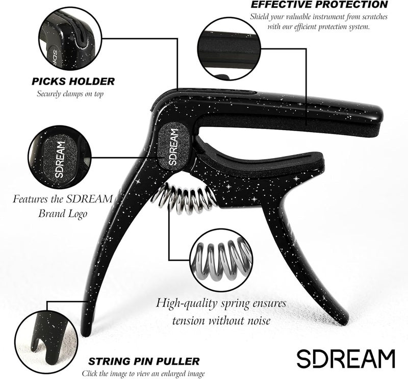 SDREAM Guitar Capo For 6-String Electric and Acoustic Guitars (Black) - Image 2